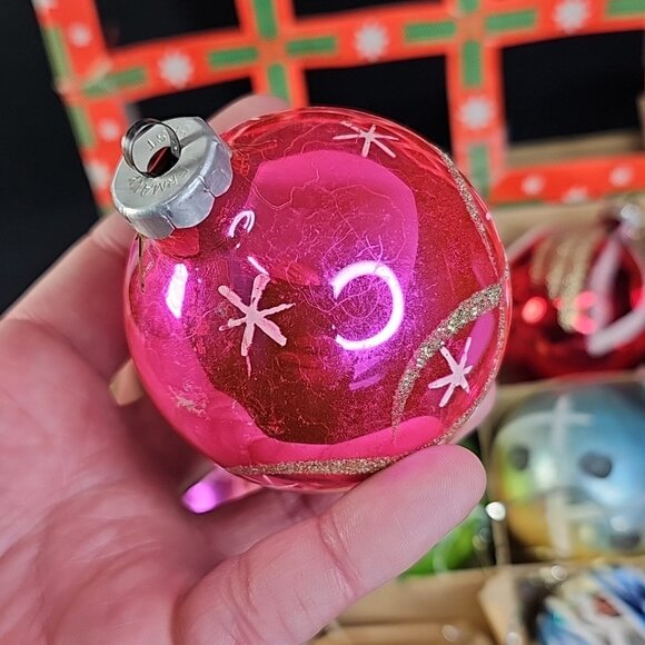 Vintage 1940s-50s Glass Christmas Balls Ornaments Baubles Lot Of 12 Please Read - Picture 7 of 16